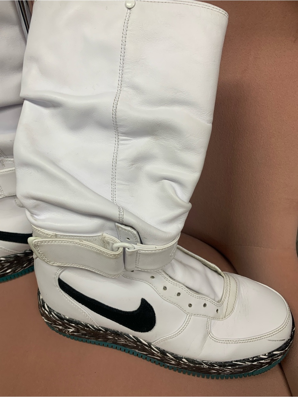 Nike Upstep Warrior White Over-the-Knee Boot with Black Swoosh